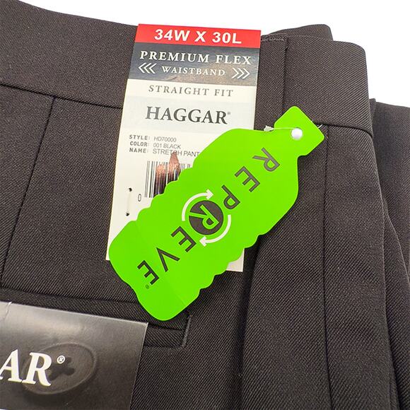 HAGGAR Men's Performance Comfort Dress Pant Straight Fit Black 34W x 30L NWT - Picture 10 of 12